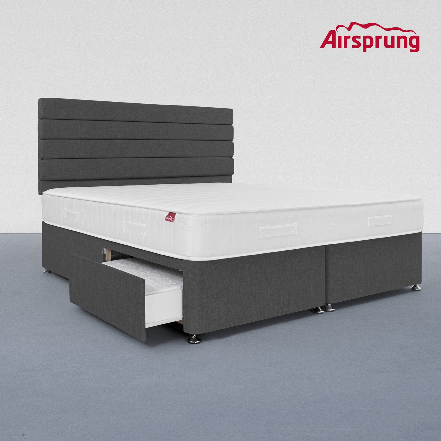 Read more about Airsprung super king 2 drawer divan bed with comfort mattress charcoal